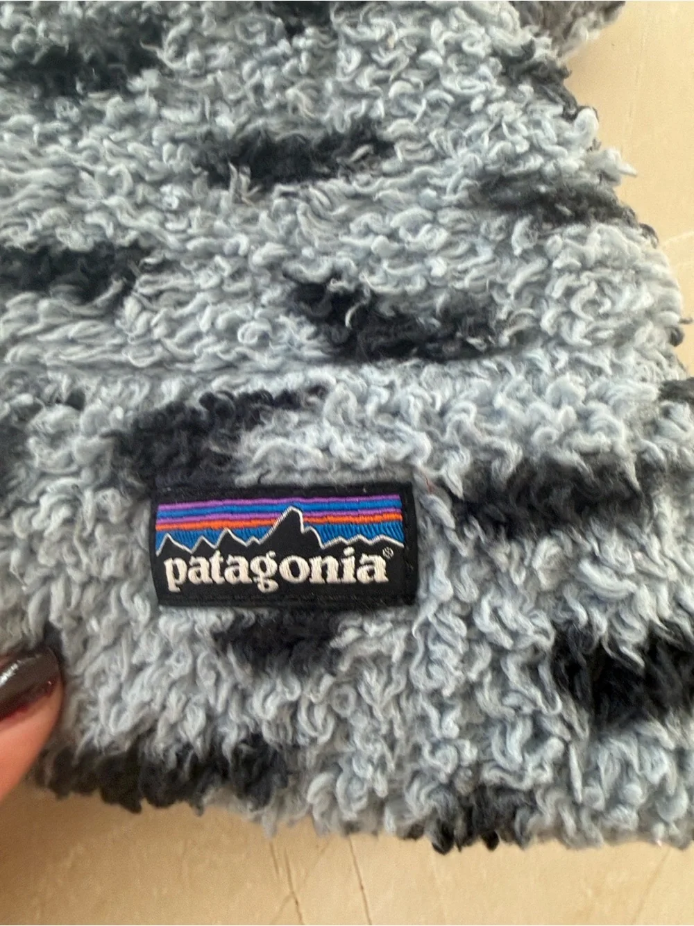Patagonia Kids Gray and Black Fuzzy Bear Beanie